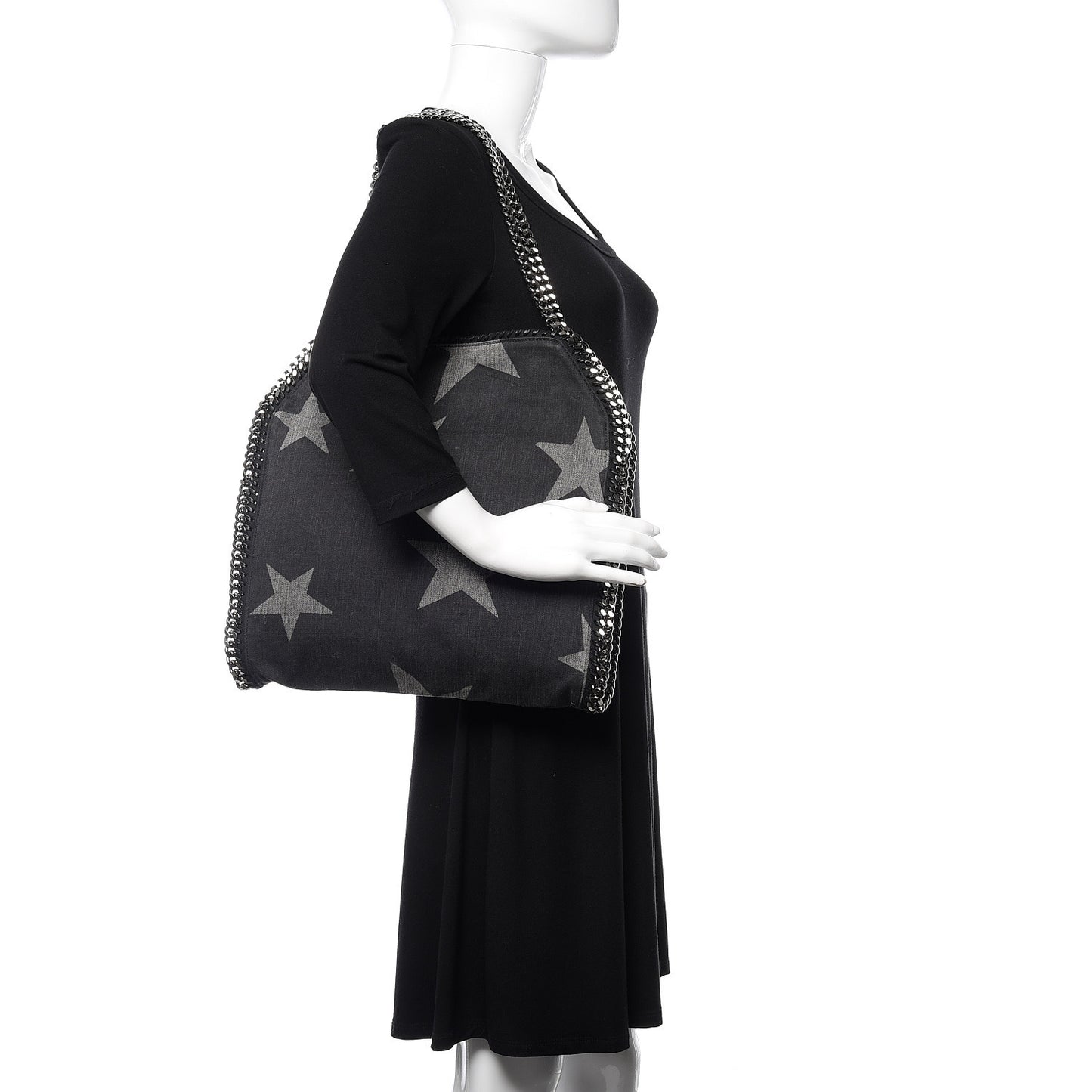Denim Star Small Falabella Tote Black