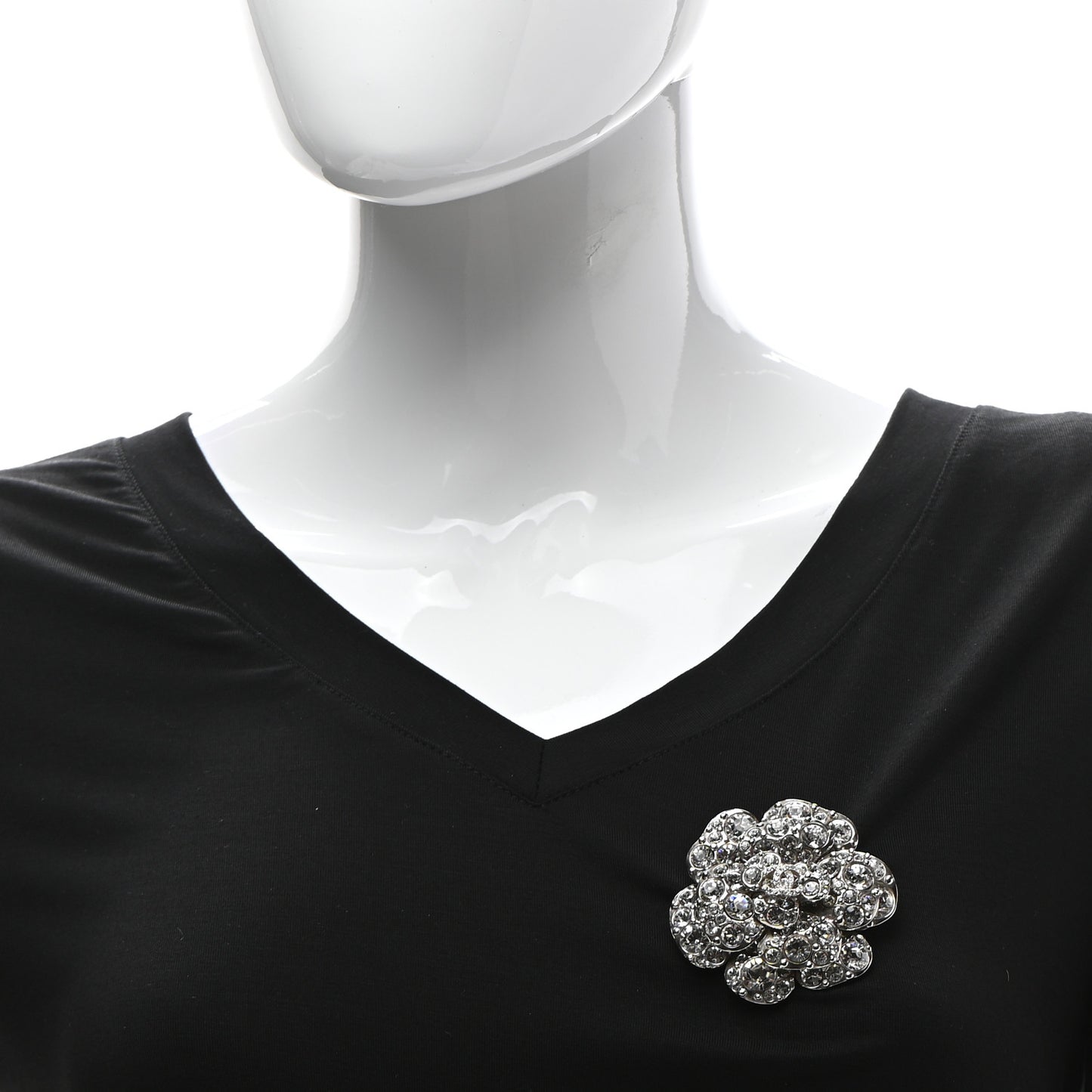 Swarovski Crystal Camellia CC Brooch Silver