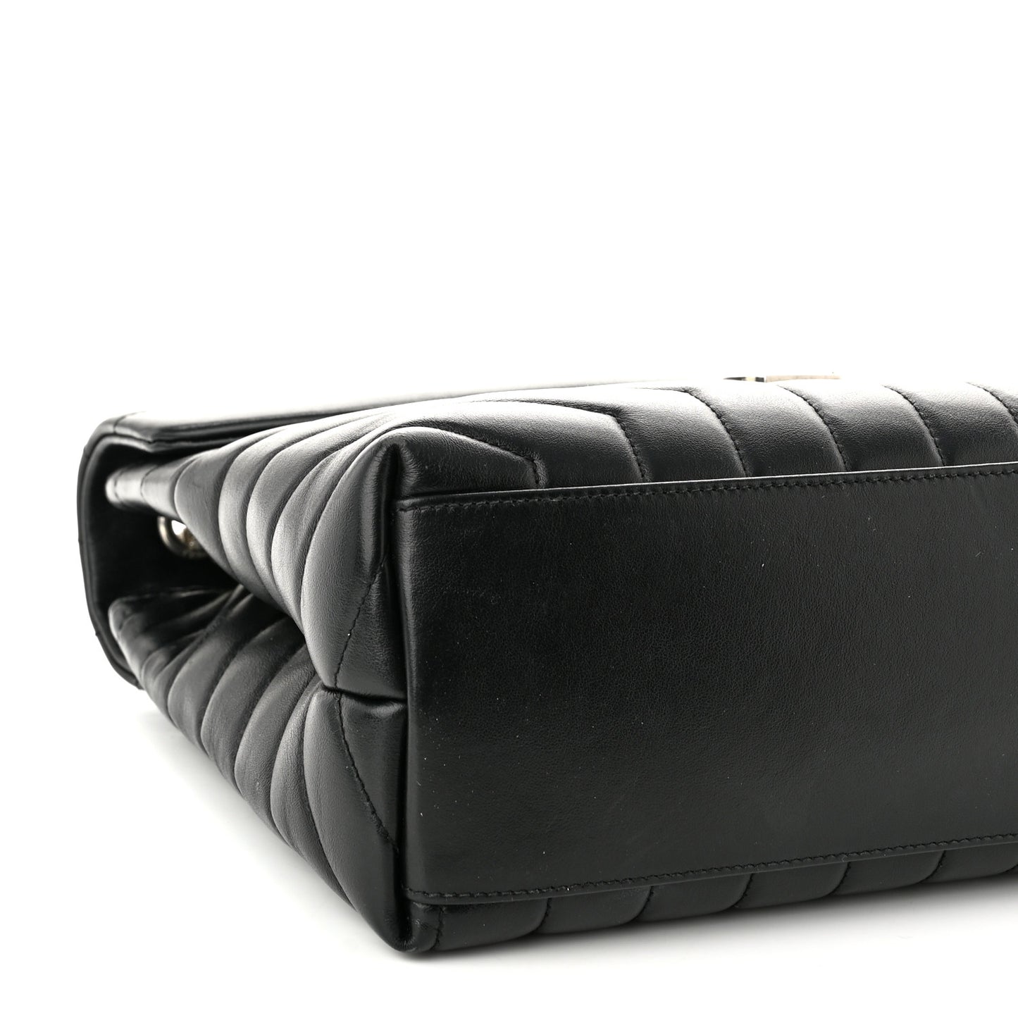 Calfskin Y Quilted Monogram Medium Loulou Chain Satchel Black