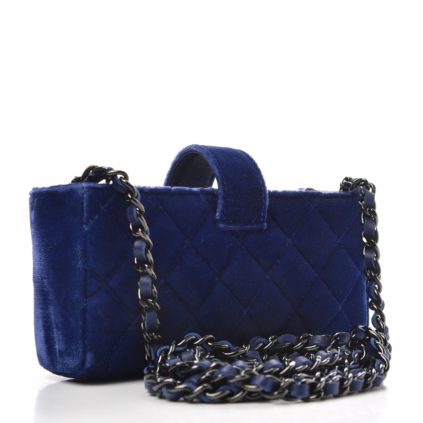 Velvet Quilted Mini Phone Holder Crossbody Bag Blue