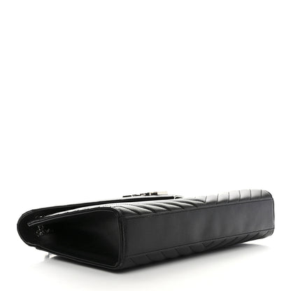 Saint Laurent Grain De Poudre Textured Mixed Matelasse Large Triquilt Monogram Satchel Black 4 of 10