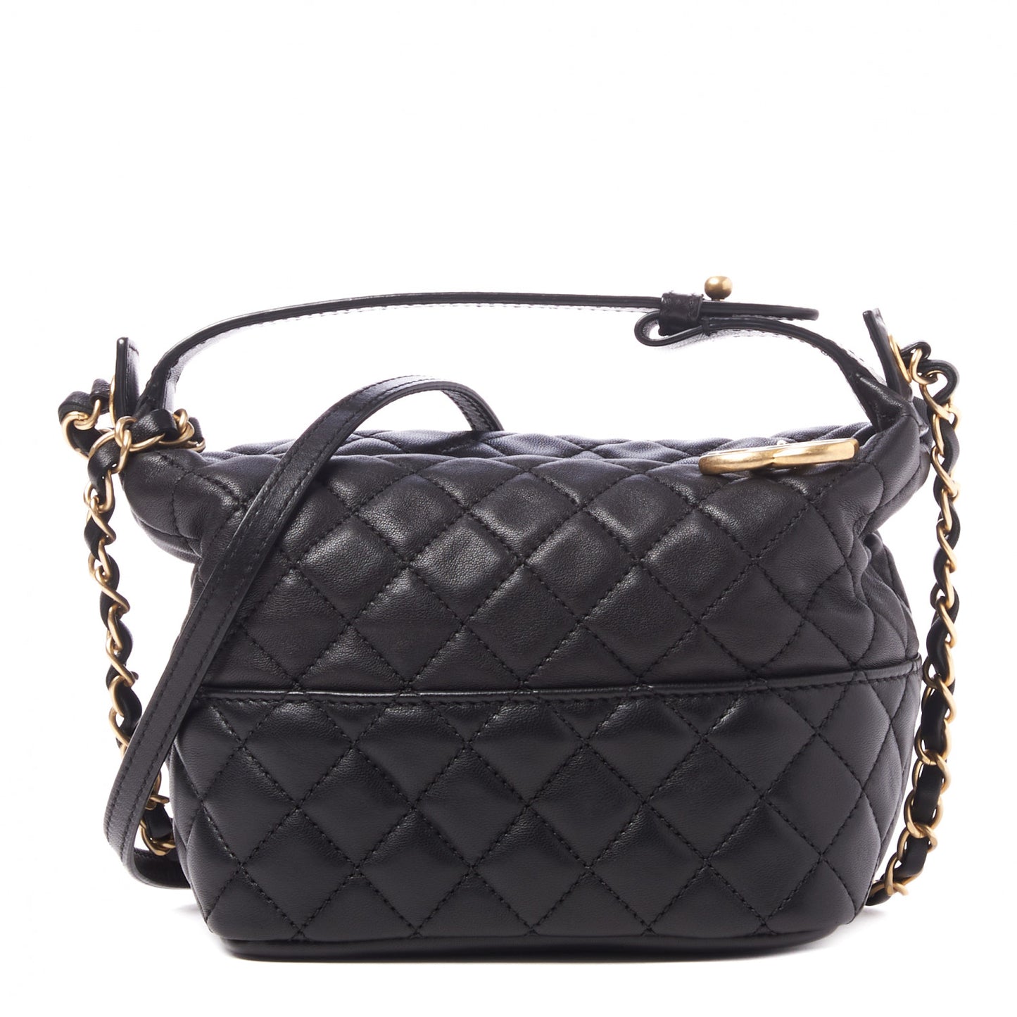 Lambskin Quilted Small Hobo Black