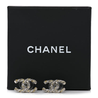 Chanel Crystal Twisted CC Earrings Silver 5 of 5
