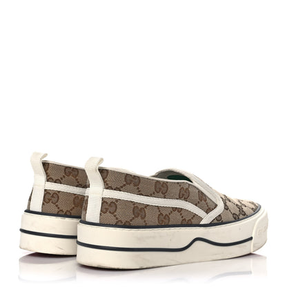 Gucci GG Monogram Womens 1977 Tennis Slip On 30mm Sneakers 39 Beige Ebony Mystic White 4 of 8