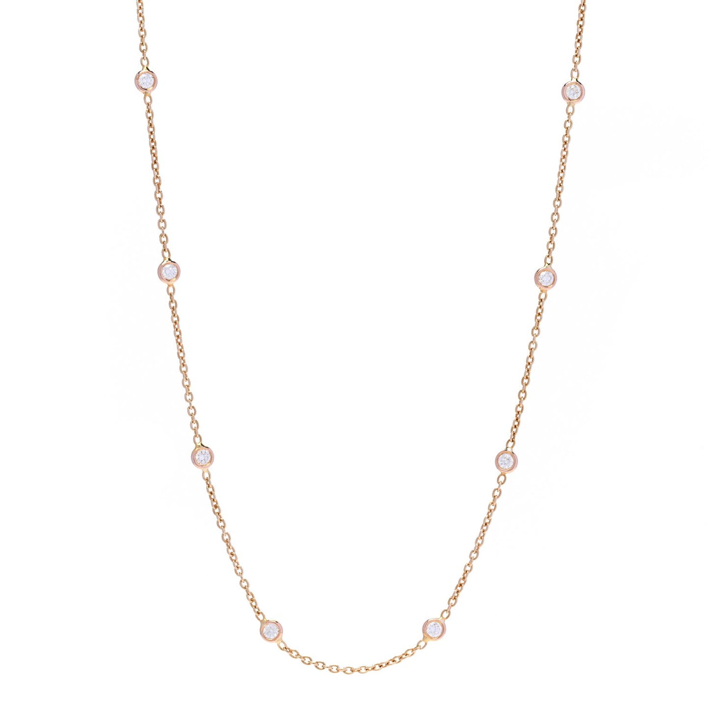18K Rose Gold Diamond .70ct Diamonds By The Inch Ten Station Necklace