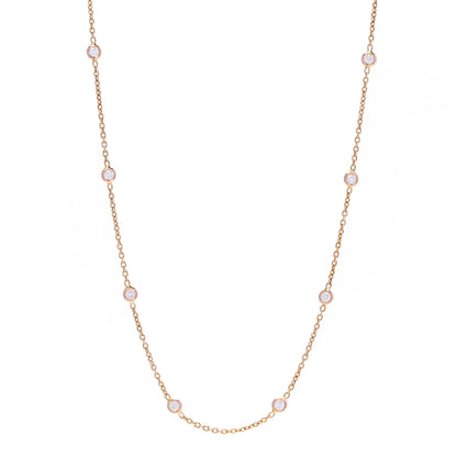Roberto Coin 18K Rose Gold Diamond .70ct Diamonds By The Inch Ten Station Necklace 1 of 4