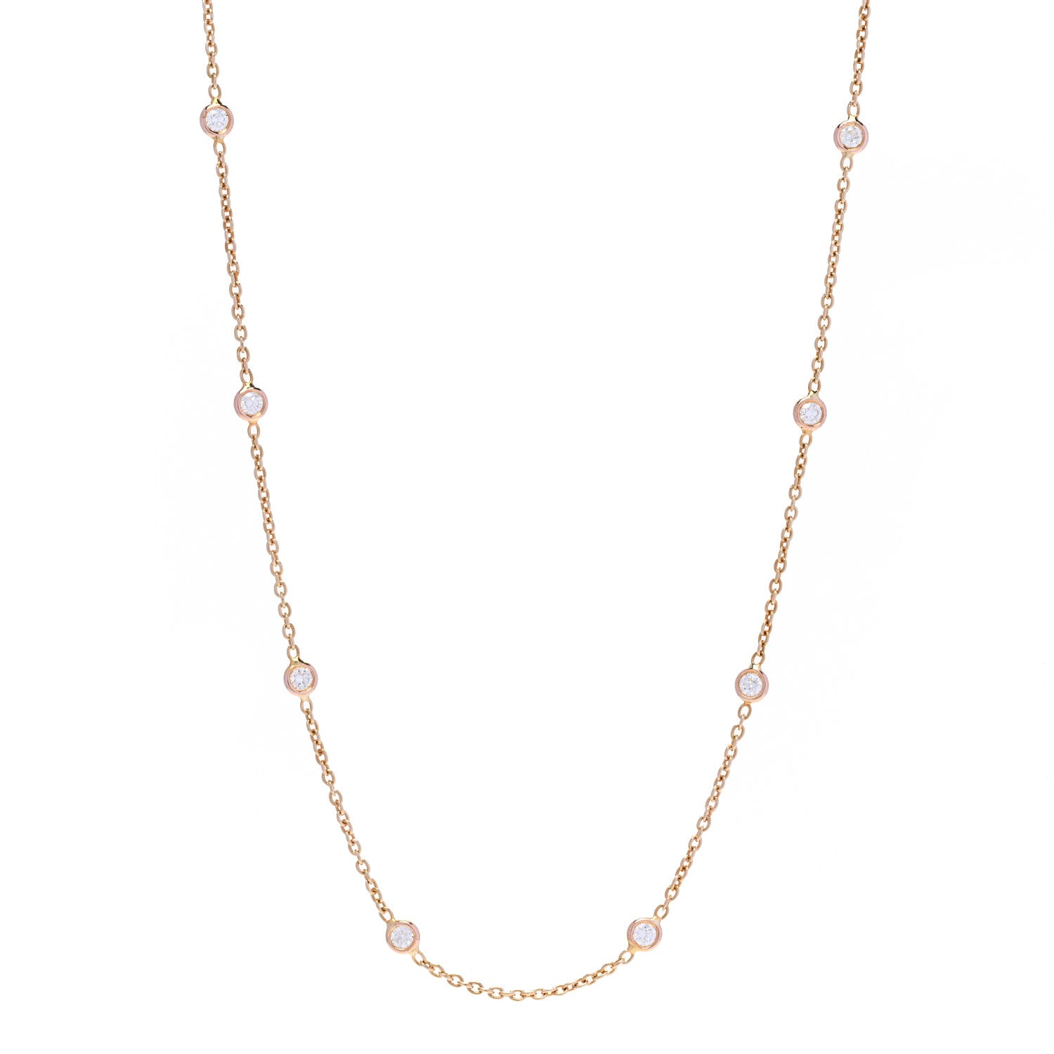 Roberto Coin 18K Rose Gold Diamond .70ct Diamonds By The Inch Ten Station Necklace 1 of 4