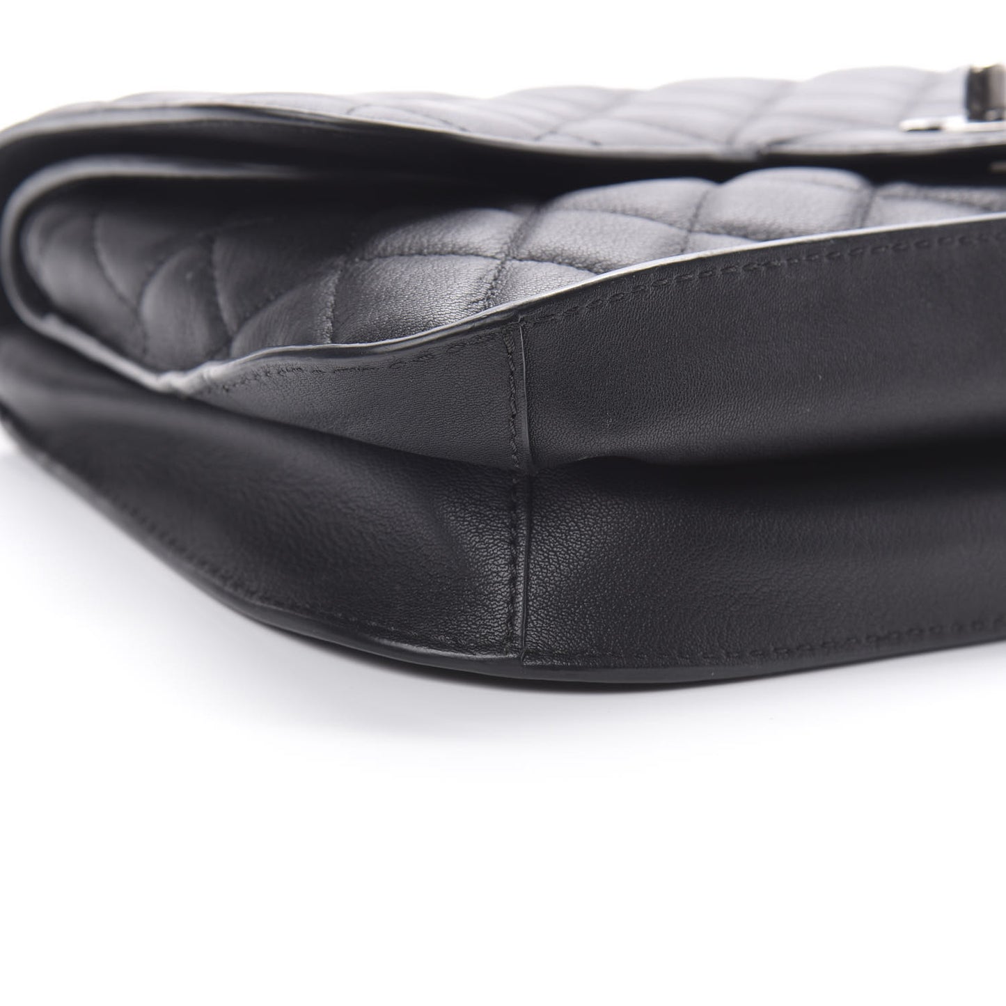 Lambskin Quilted Large Natural CC Flap Black
