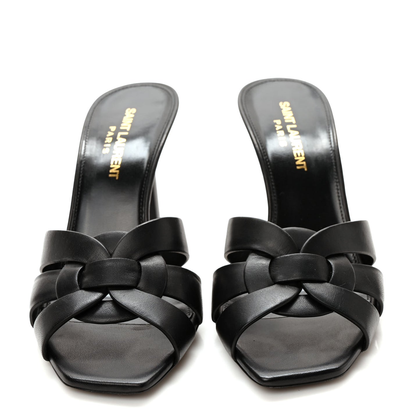Calfskin Tribute 85 Slide Sandals 36 Black