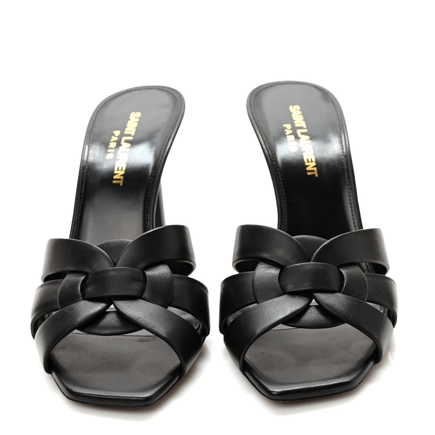 Saint Laurent Calfskin Tribute 85 Slide Sandals 36 Black 2 of 8