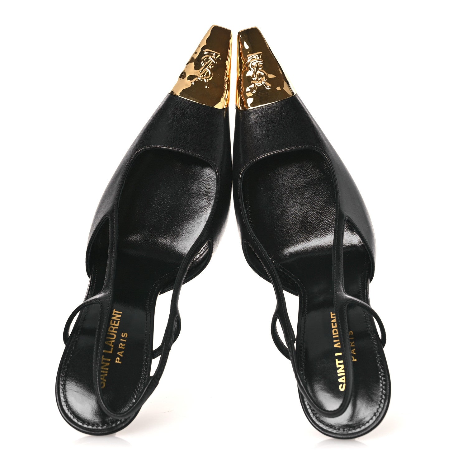 Saint Laurent Smooth Calfskin Jeanne 110 Slingback Pumps 38 Black 2 of 11