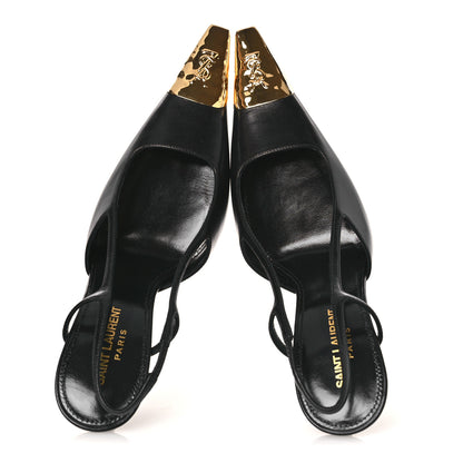 Saint Laurent Smooth Calfskin Jeanne 110 Slingback Pumps 38 Black 2 of 11