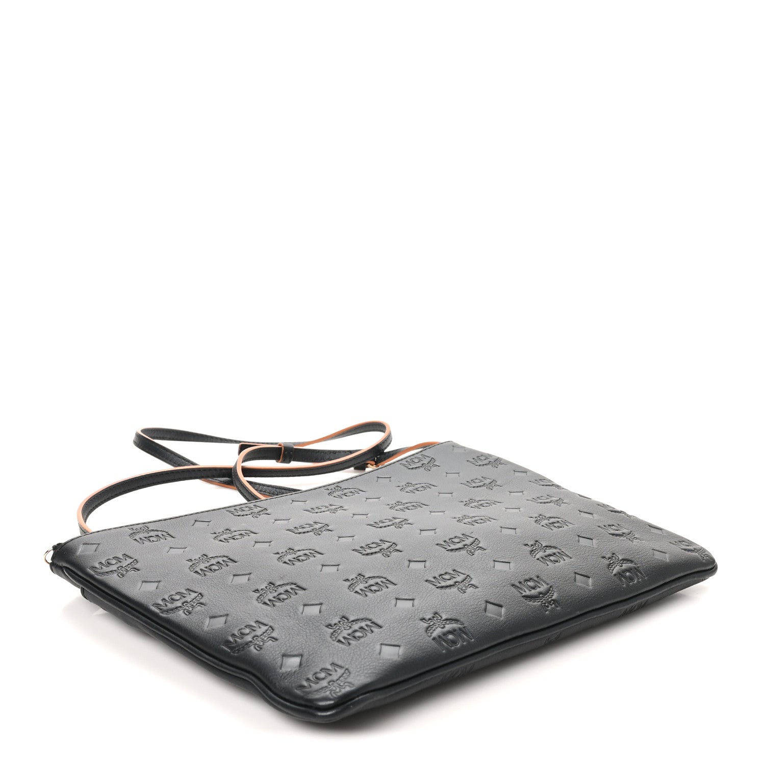 MCM Calfskin Ottomar Monogram Medium Crossbody Pouch Black 4 of 9