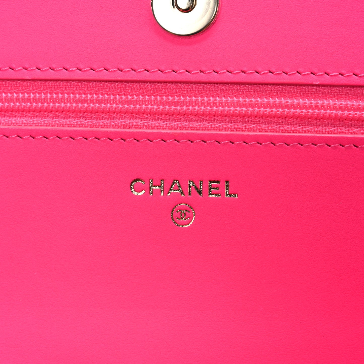 Patent Chevron Quilted Boy Wallet On Chain WOC Neon Pink