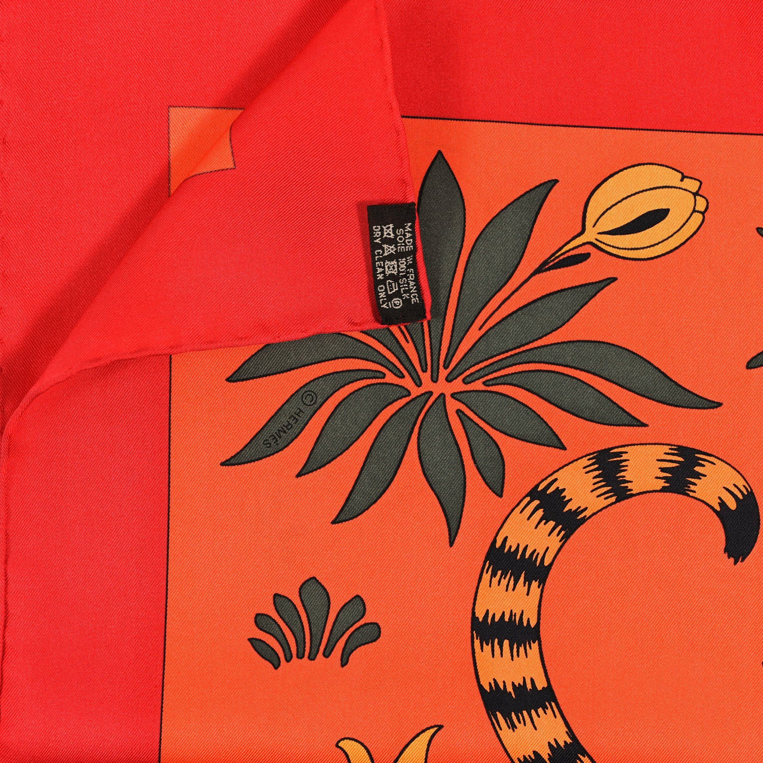 Hermes Silk Les Leopards Scarf 90 Orange Abricot Vert 3 of 4