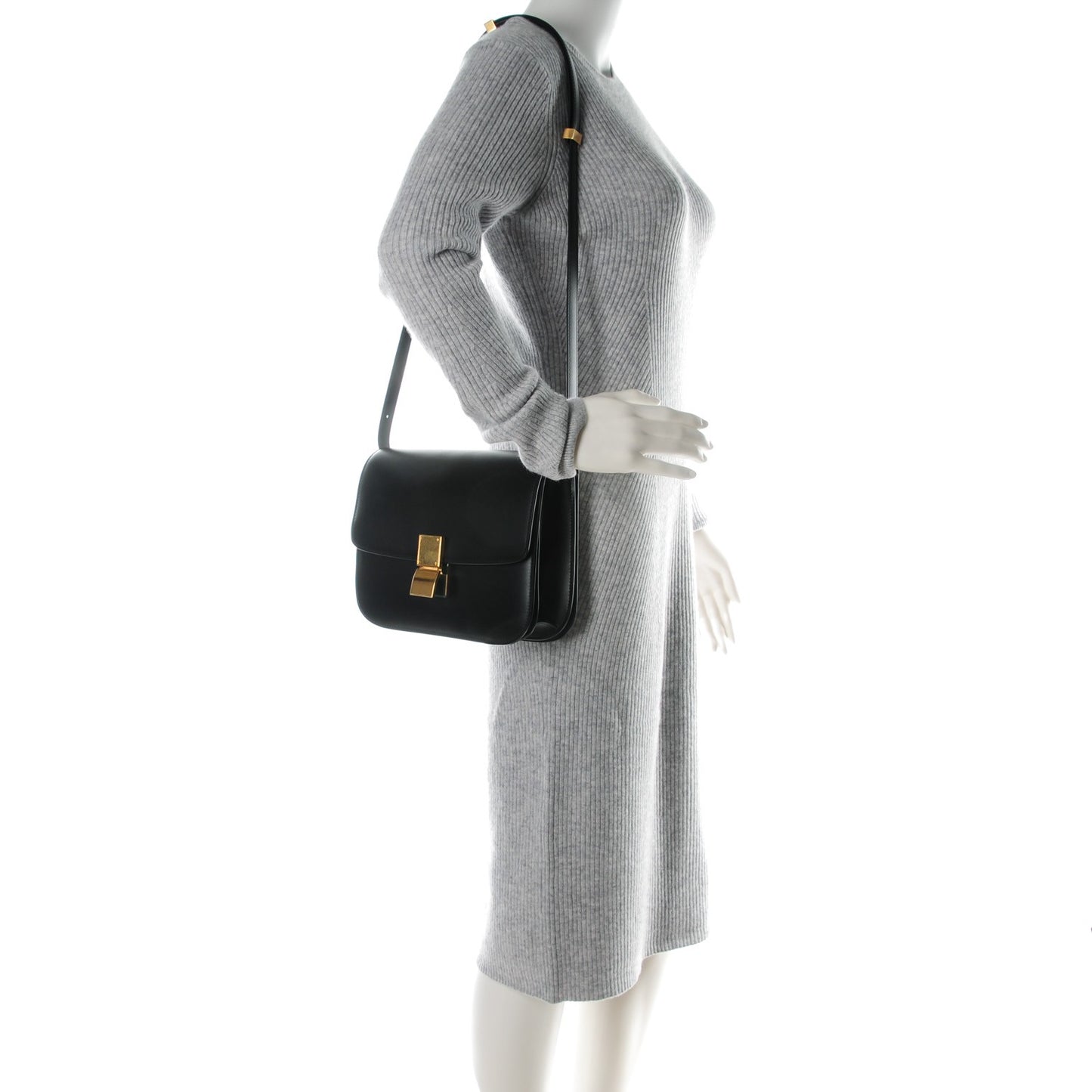 Box Calfskin Medium Classic Box Flap Bag Black