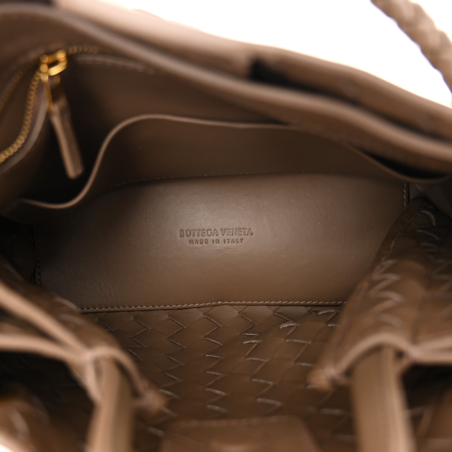 Bottega Veneta Nappa Intrecciato Small Andiamo Shoulder Bag Taupe Grey 5 of 10