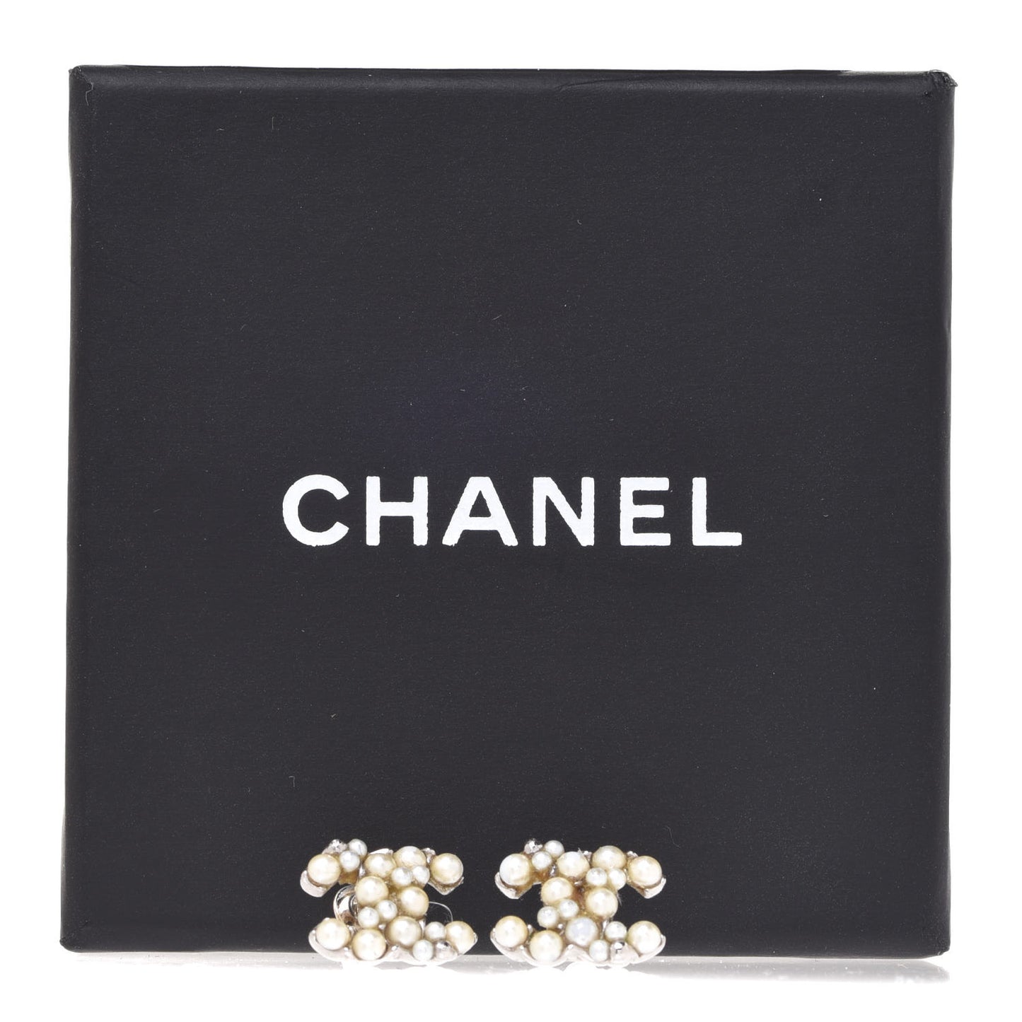 Pearl Crystal CC Earrings Silver
