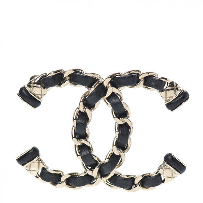 Chanel Lambskin Chain CC Brooch Black Gold 1 of 5