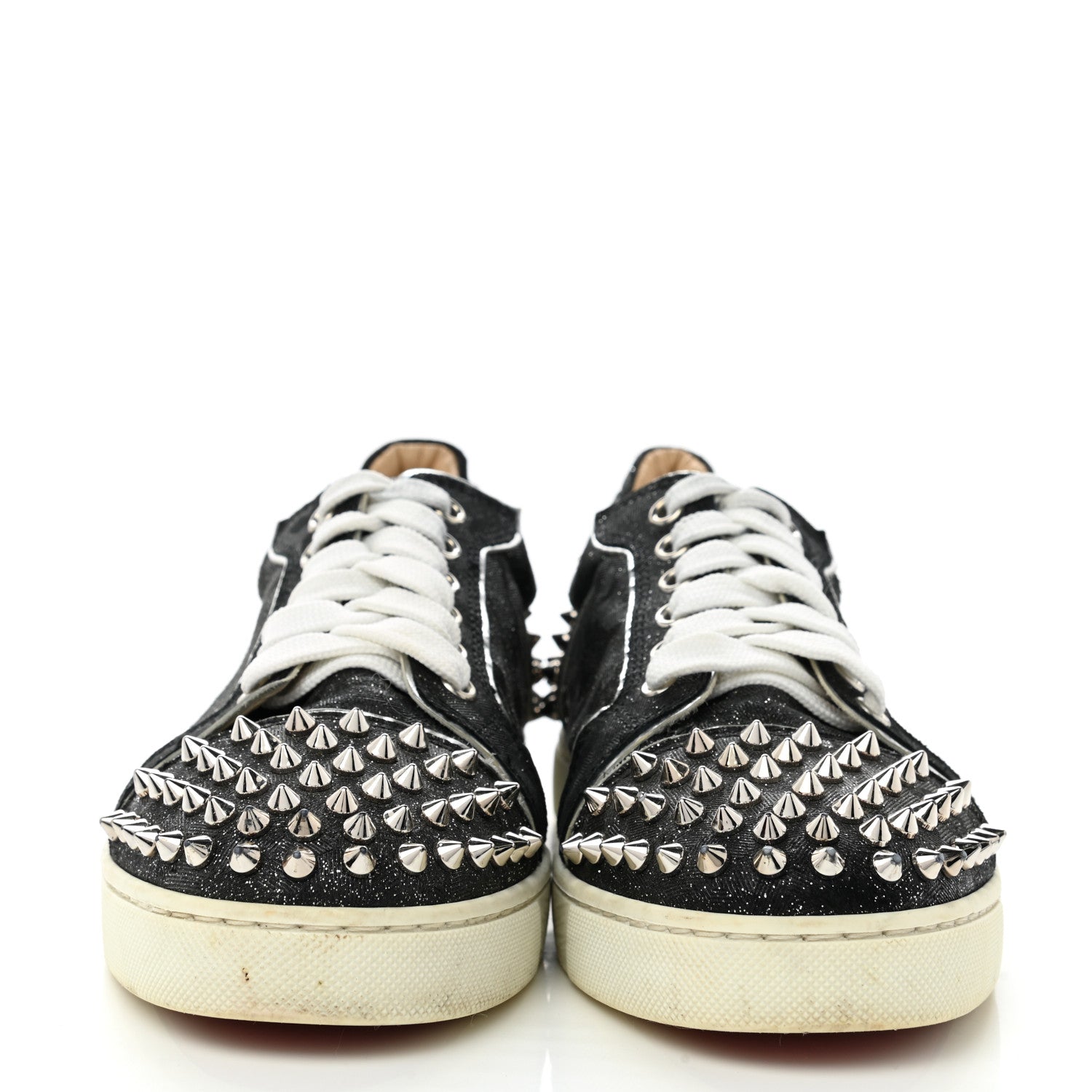 Christian Louboutin Crosta Womens Vieira Spiked Flat Comete Sneakers 37 Black Silver 2 of 11