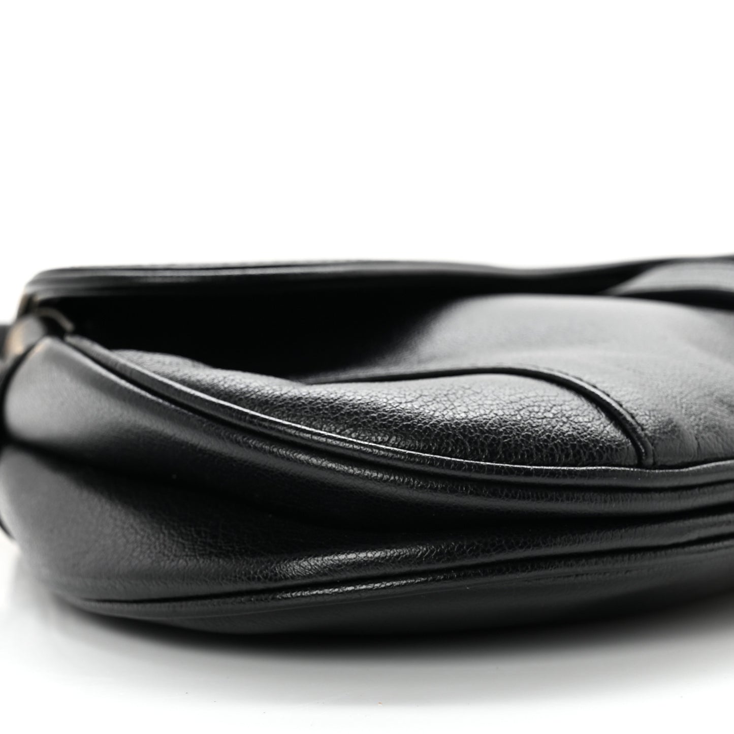 Shiny Goatskin Saddle Bag Black