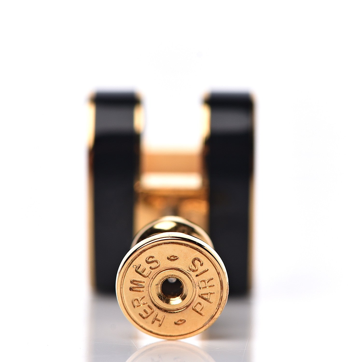 Hermes Gold Lacquered Pop H Earrings Black 4 of 5