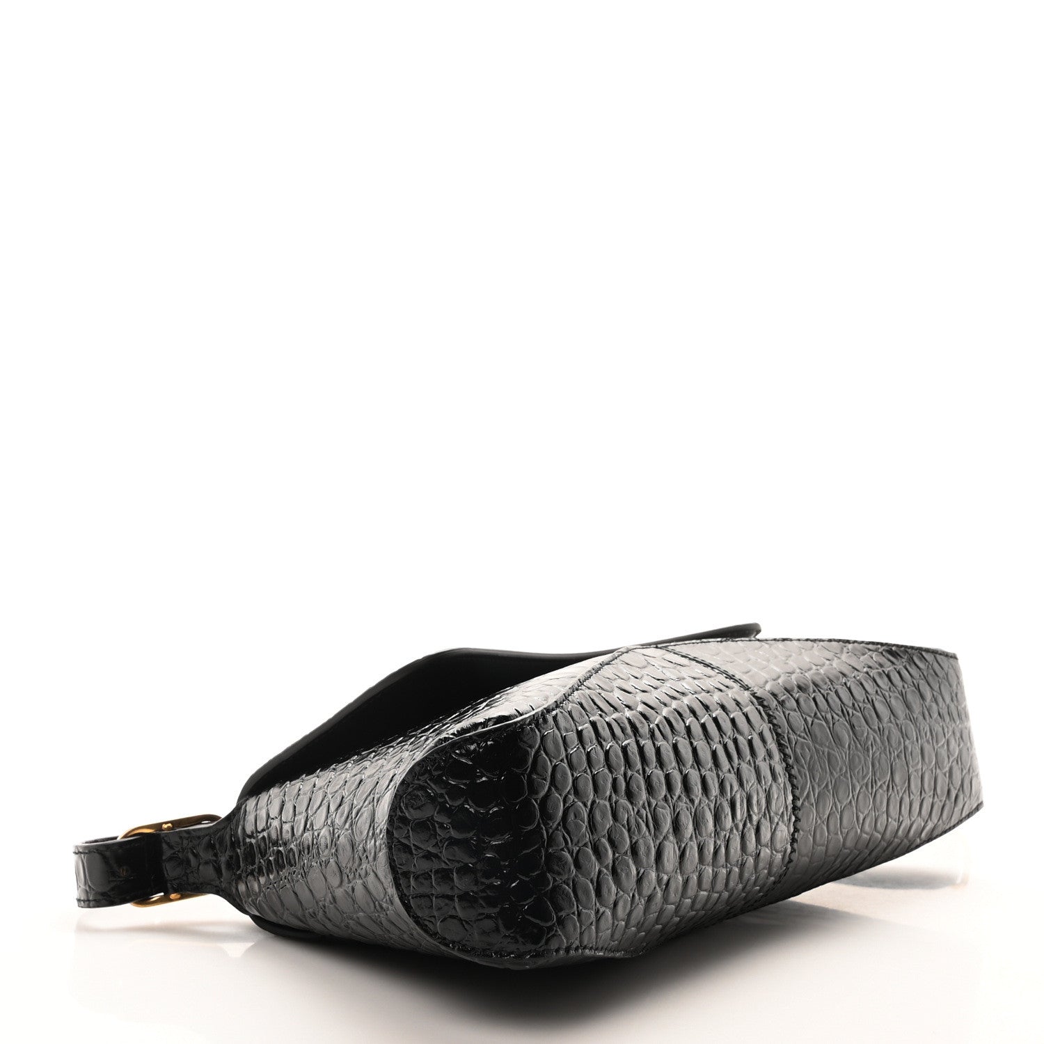 Balenciaga Shiny Super Supple Calfskin Crocodile Embossed Medium XX Flap Bag Black 4 of 11