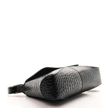 Balenciaga Shiny Super Supple Calfskin Crocodile Embossed Medium XX Flap Bag Black 4 of 11