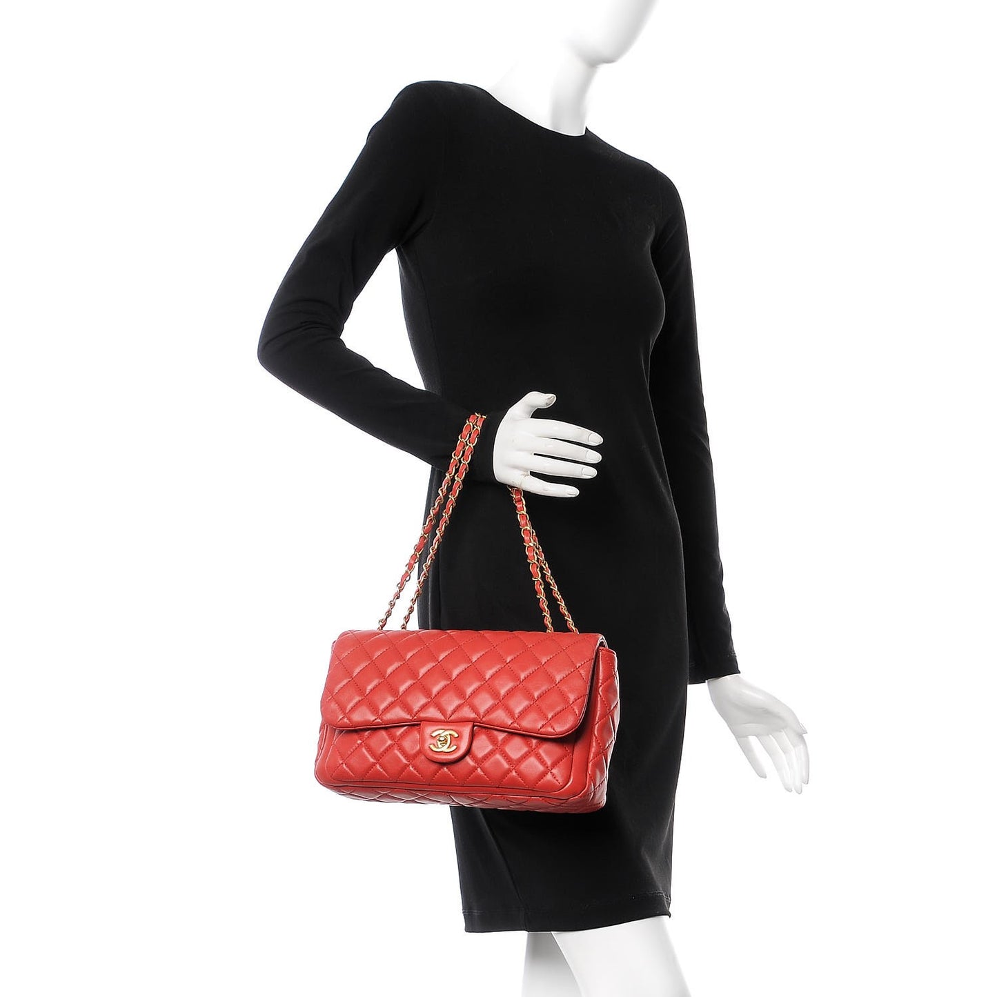 Lambskin Quilted Large Now and Forever Flap Red