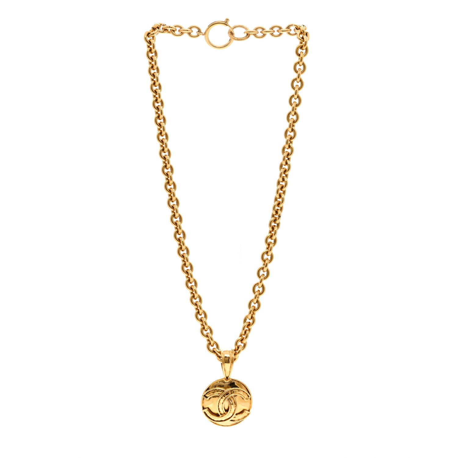Chanel Metal CC Chain Pendant Necklace Gold 3 of 4