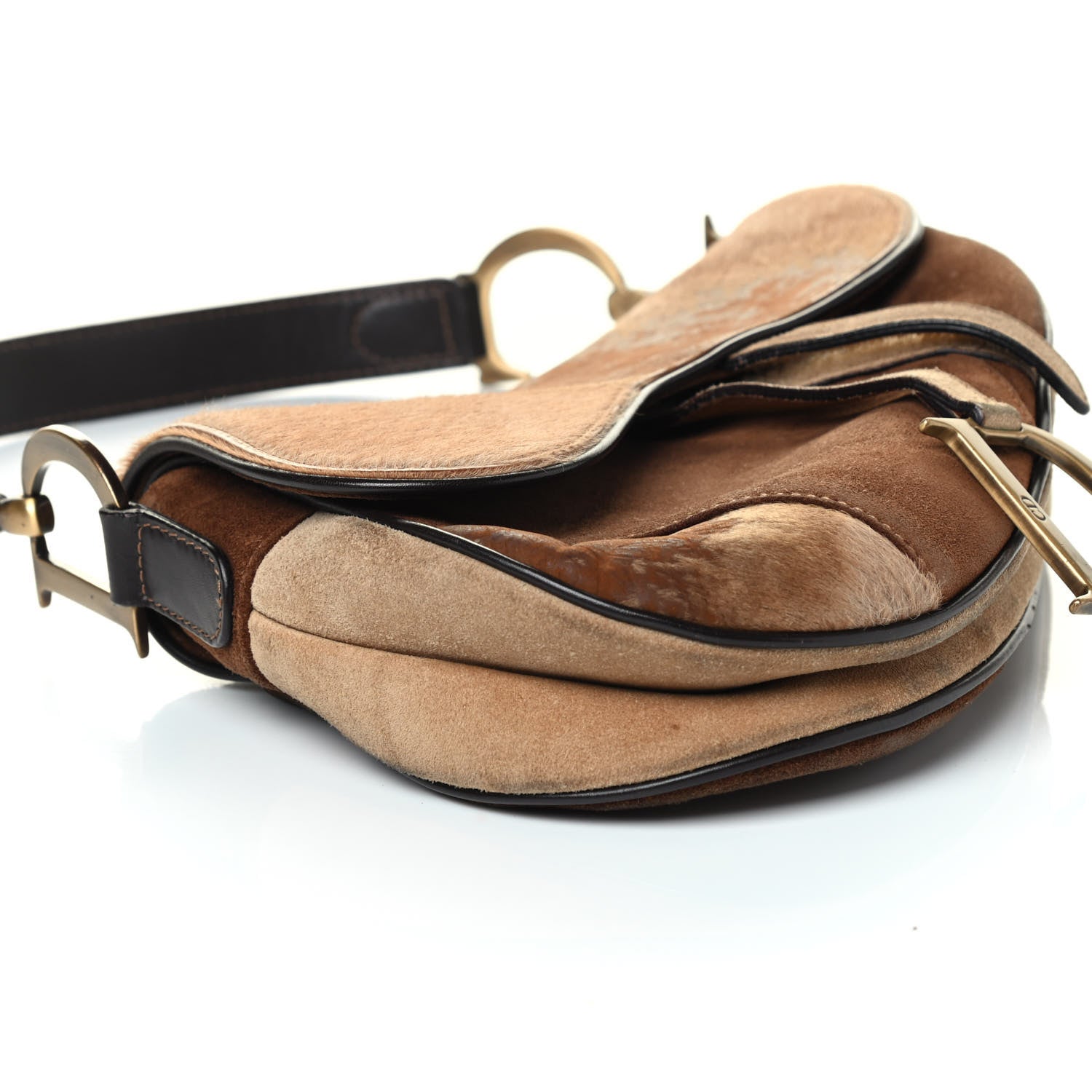 Christian Dior Pony Hair Suede Saddle Bag Brown 6 of 11