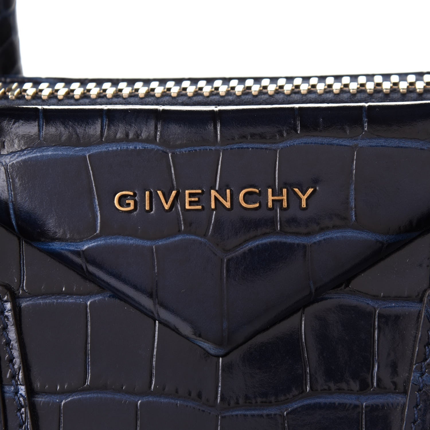 Givenchy Calfskin Crocodile Embossed Small Antigona Deep Blue 9 of 11