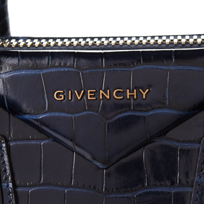 Givenchy Calfskin Crocodile Embossed Small Antigona Deep Blue 9 of 11
