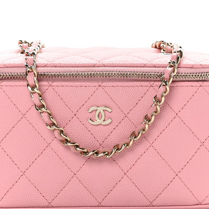 Chanel Caviar Quilted Small Vanity Case With Chain Pink 8 of 11