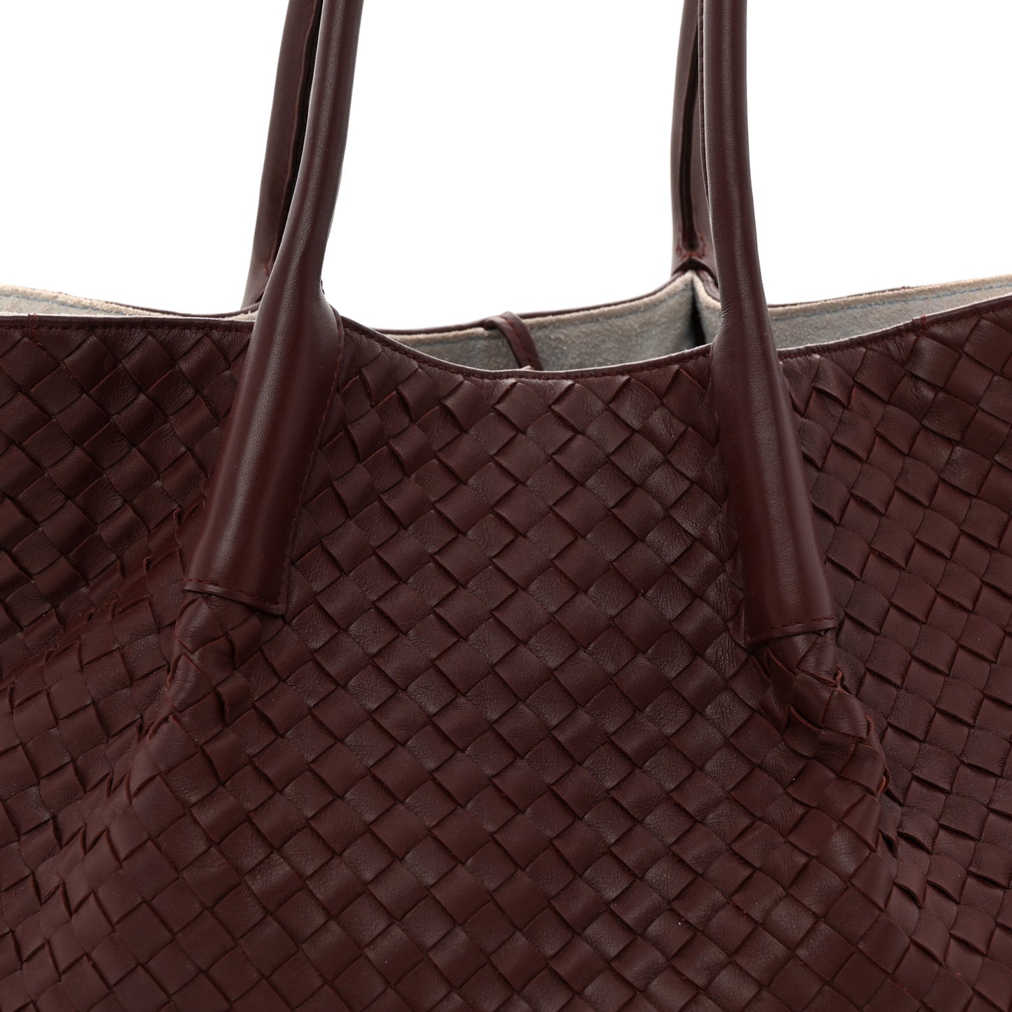 Calfskin Intrecciato Pinacoteca Reversible Tote Madder Brown Lunar