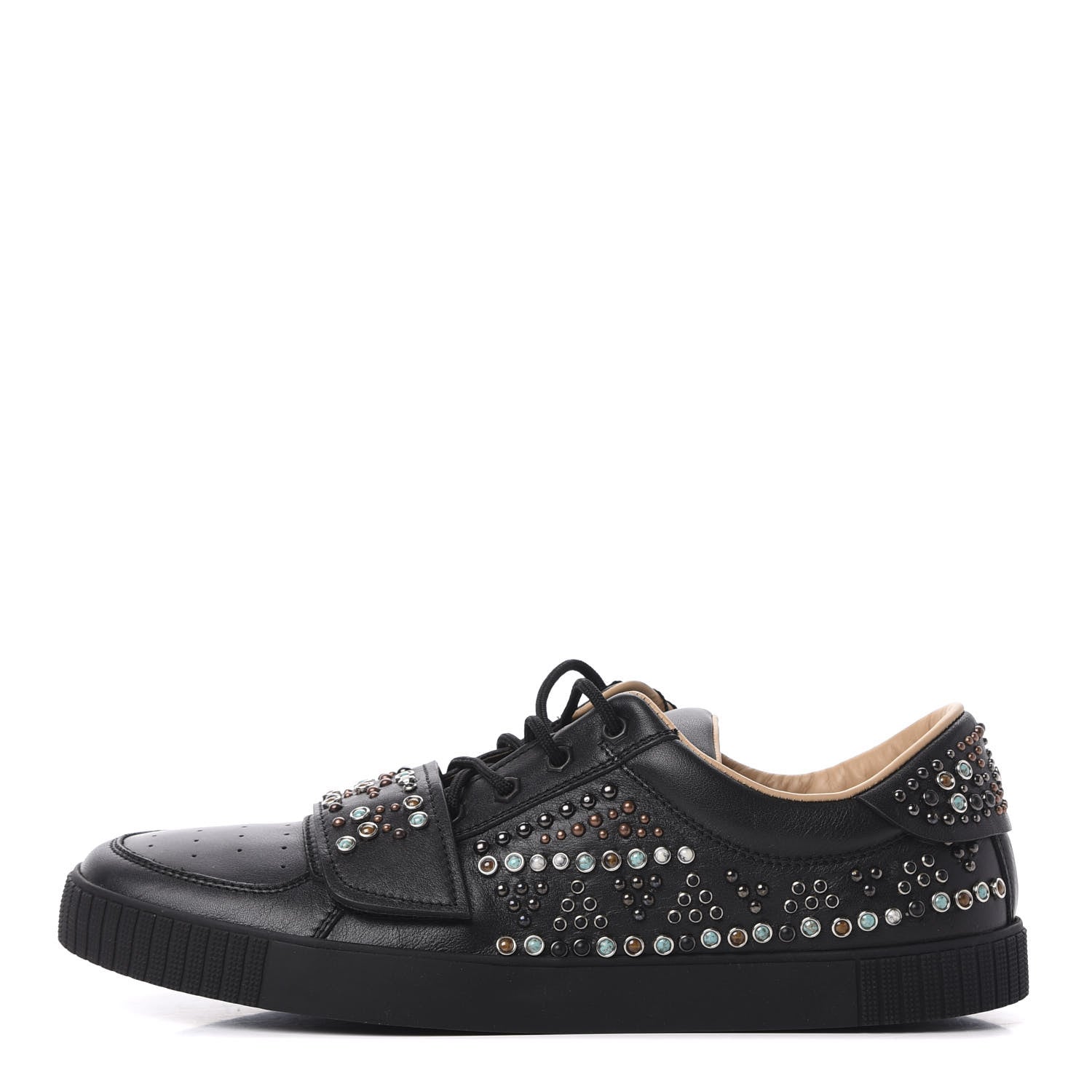 Valentino Garavani Calfskin Mens Stud Sneakers 44 Black 1 of 10