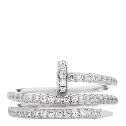 Cartier 18K White Gold Diamond Double Juste Un Clou Paved Ring 51 5.75 1 of 6