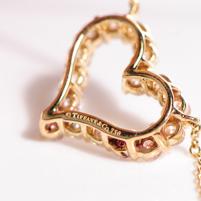 Tiffany 18K Yellow Gold Diamond Heart Pendant Necklace 5 of 6