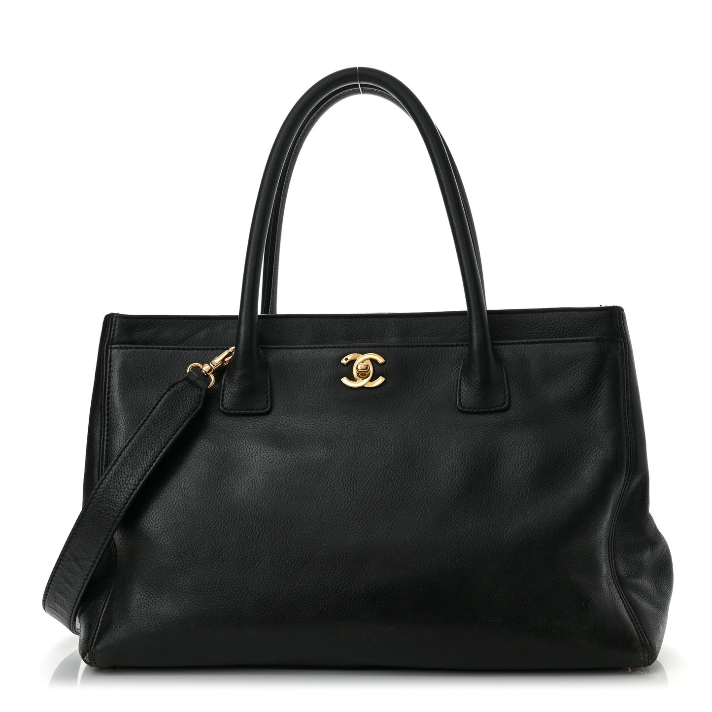 Calfskin Cerf Executive Shopper Tote Black