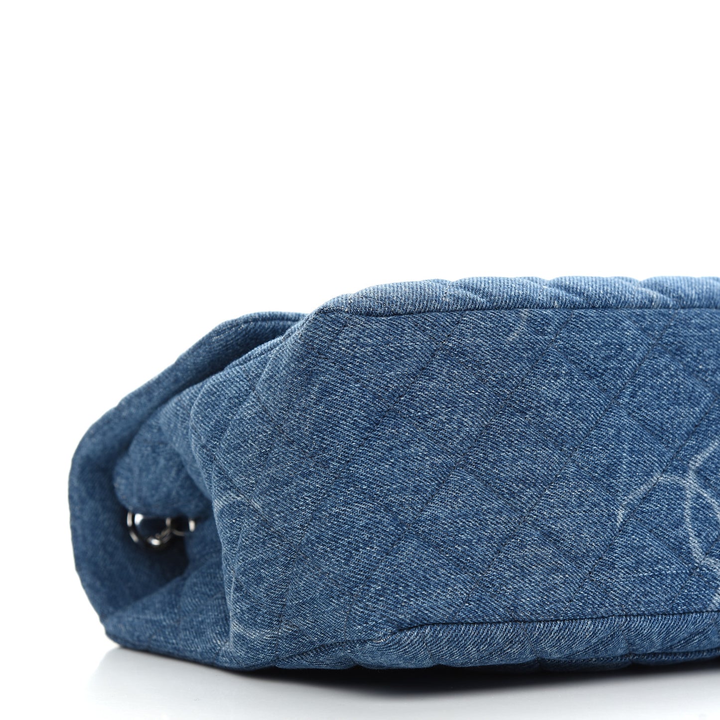 Denim Quilted CC Print Jumbo Single Flap Blue
