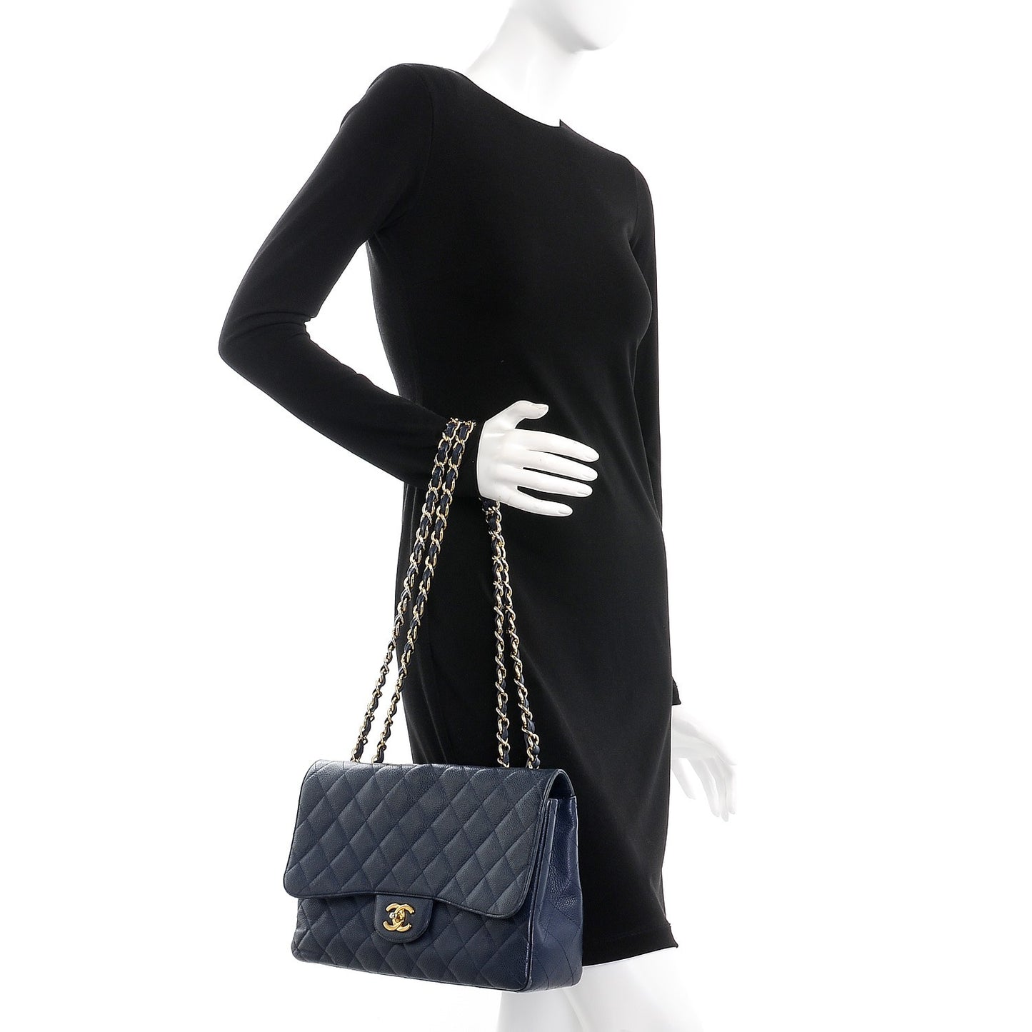 Caviar Jumbo Single Flap Blue