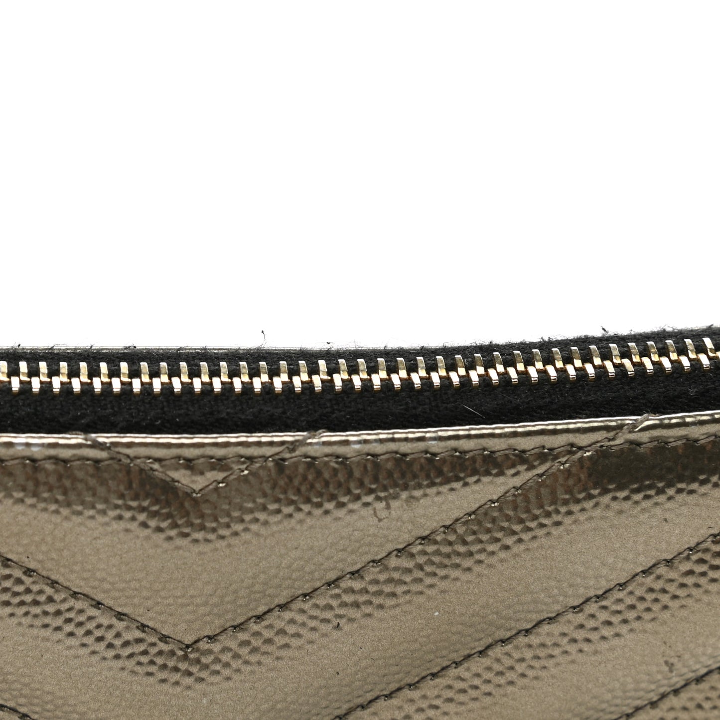 Metallic Grain De Poudre Matelasse Chevron Monogram Bill Pouch Piombo