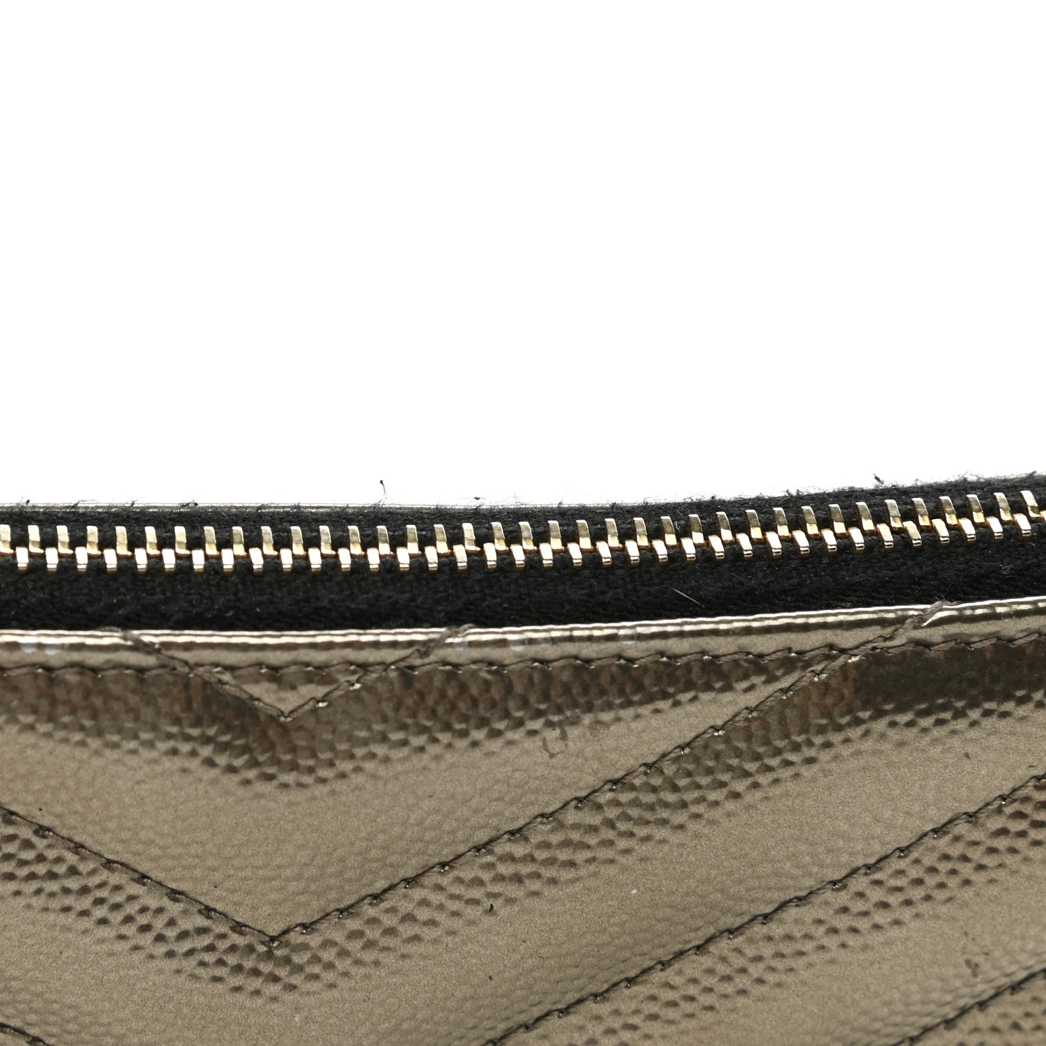 Saint Laurent Metallic Grain De Poudre Matelasse Chevron Monogram Bill Pouch Piombo 8 of 13