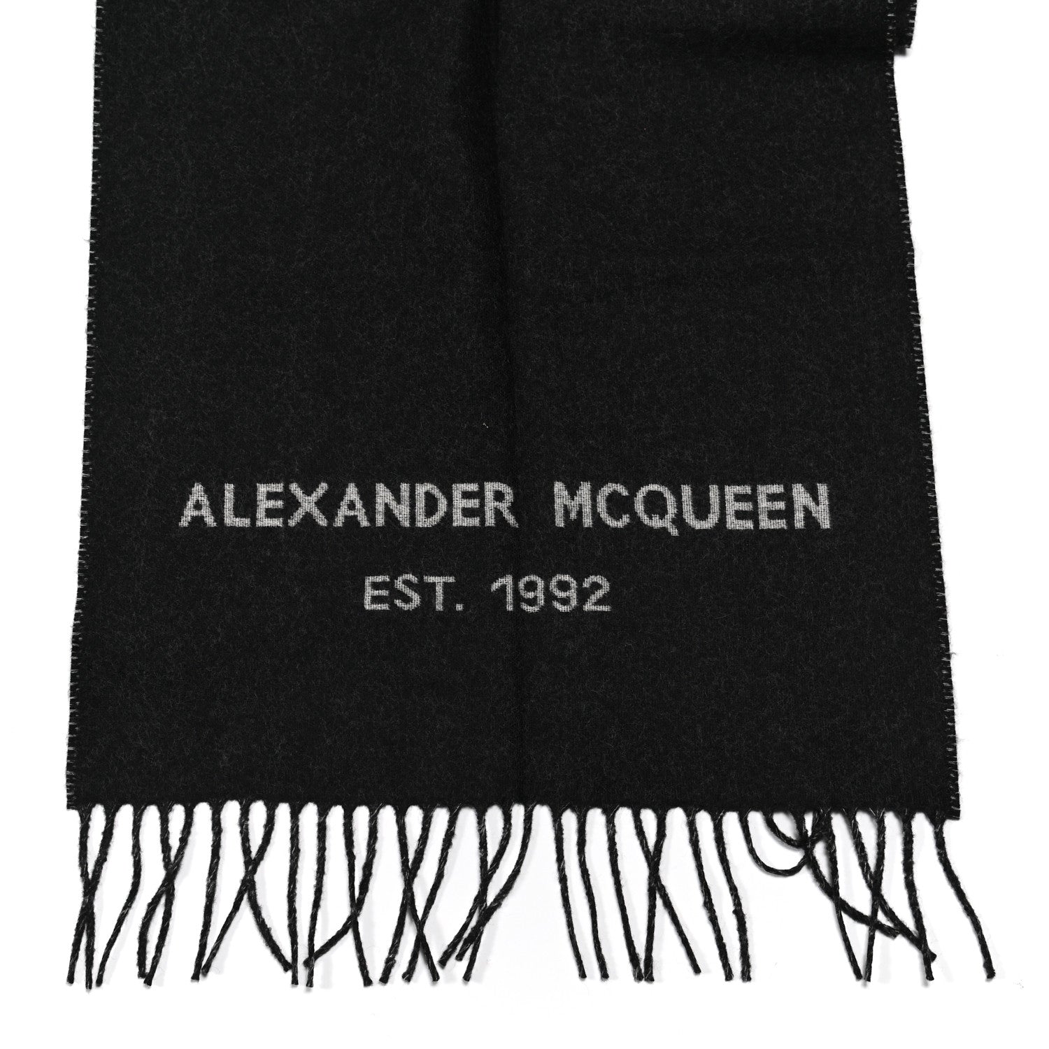 Alexander McQueen Wool McQueen Logo Scarf Black White 4 of 4