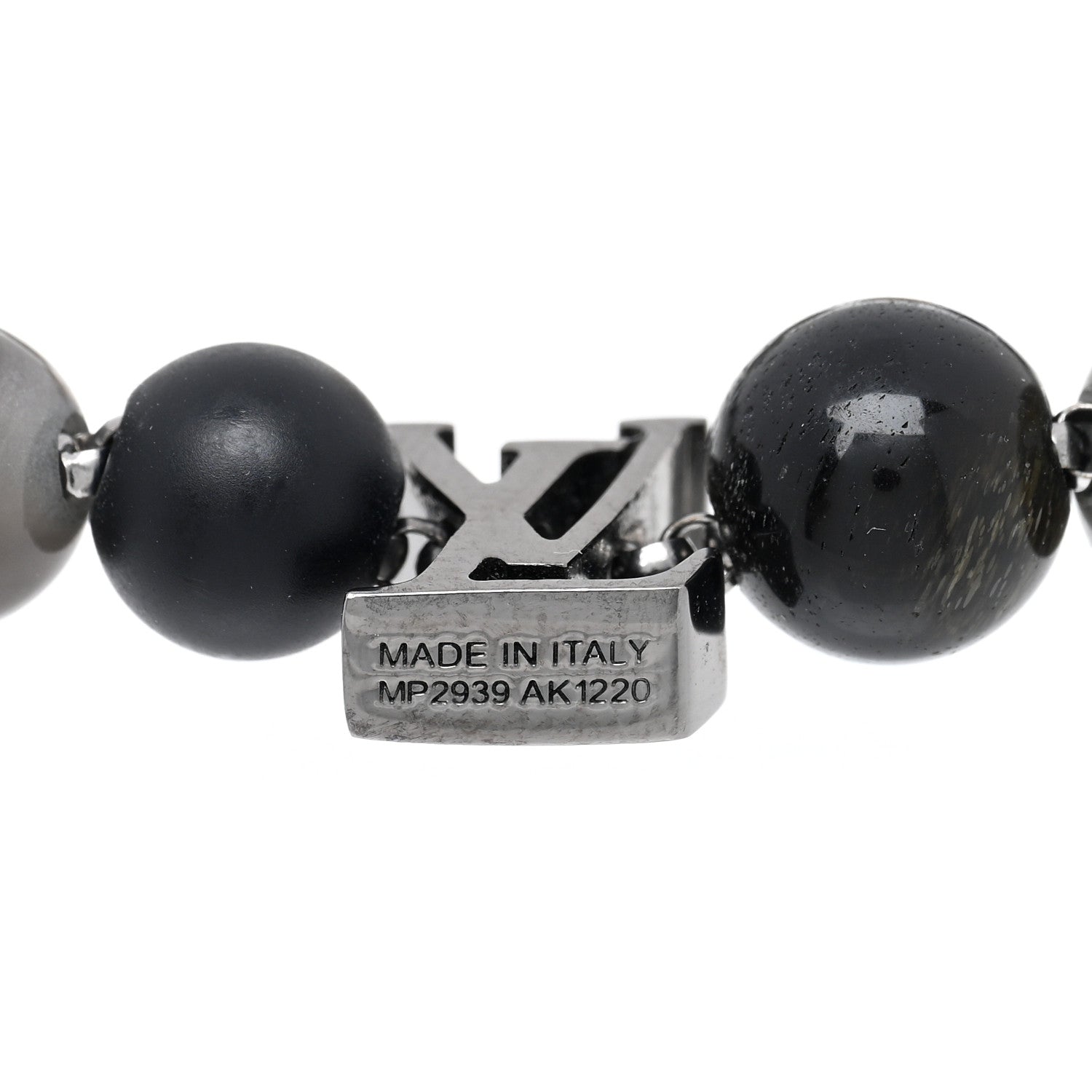 Louis Vuitton Metal Resin Opal LV Beads Bracelet Black 3 of 3