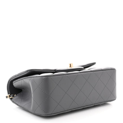 Chanel Lambskin Quilted Mini Chain Top Handle Rectangular Flap Grey 4 of 11