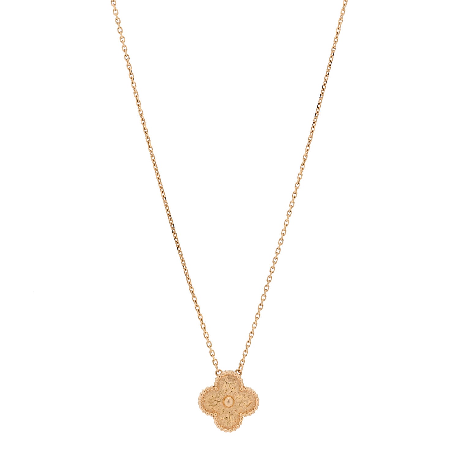 Van Cleef & Arpels 18K Rose Gold Vintage Alhambra Pendant Necklace 1 of 5