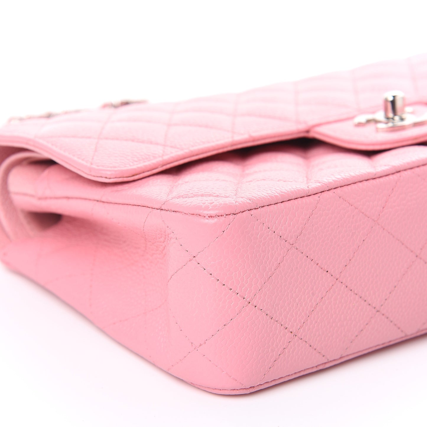 Caviar Quilted Medium Double Flap Pink
