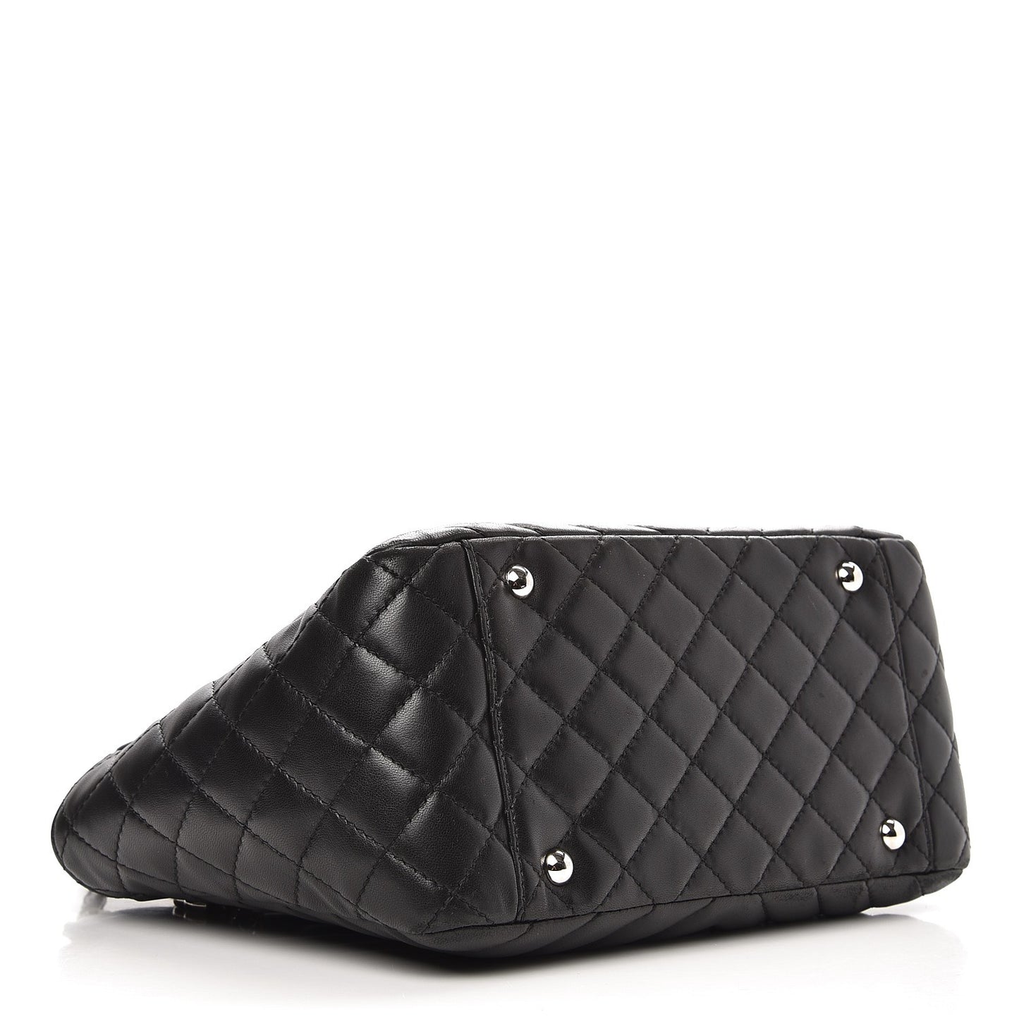 Lambskin Surpique Chevron Quilted Tote Black