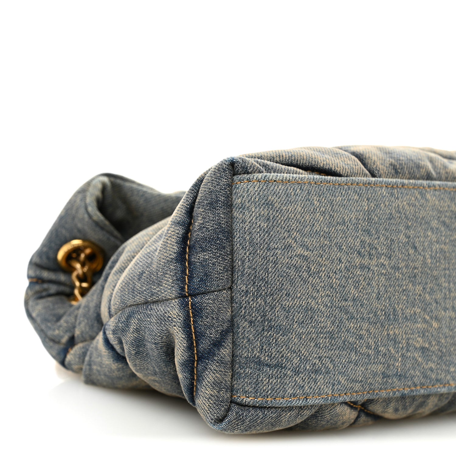 Saint Laurent Denim Quilted Small Loulou Puffer Monogram Chain Satchel Blue Cinnamon 7 of 8